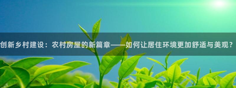 安信12登录网址：创新乡村建设：农村房屋的新篇章——如何让居住环境更加舒适与美观？